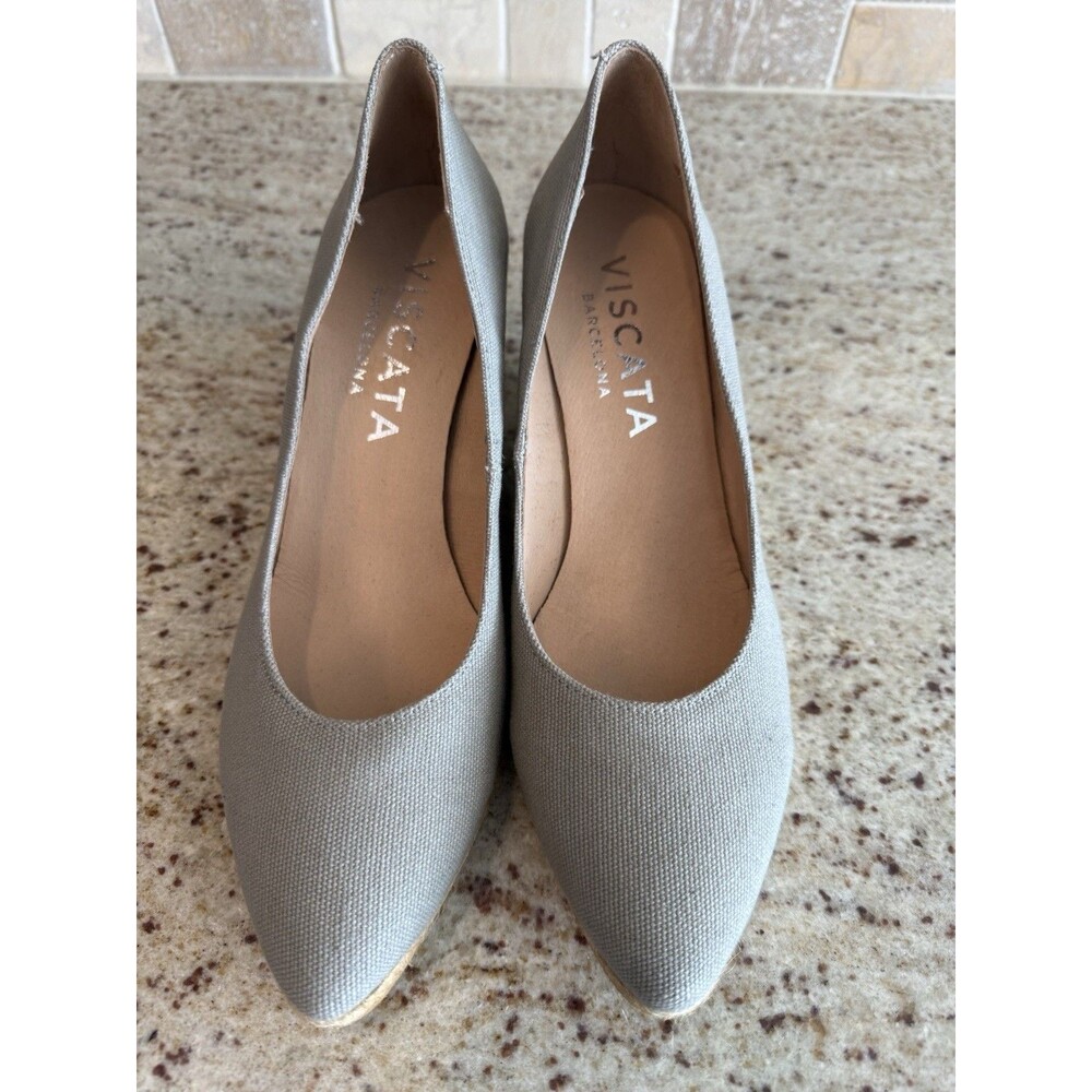 Viscata Barcelona Women's Gray Wedge Size 38 Organic Cotton Canvas & Jute